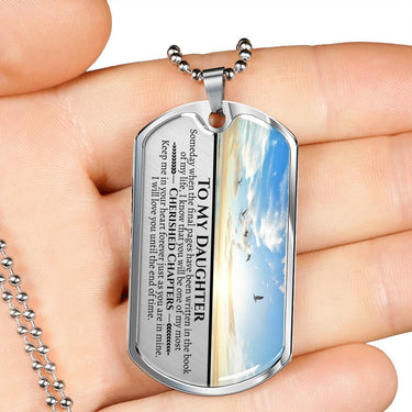 Daughter Cherished Chapters Dog Tag Necklace - Love You This Much